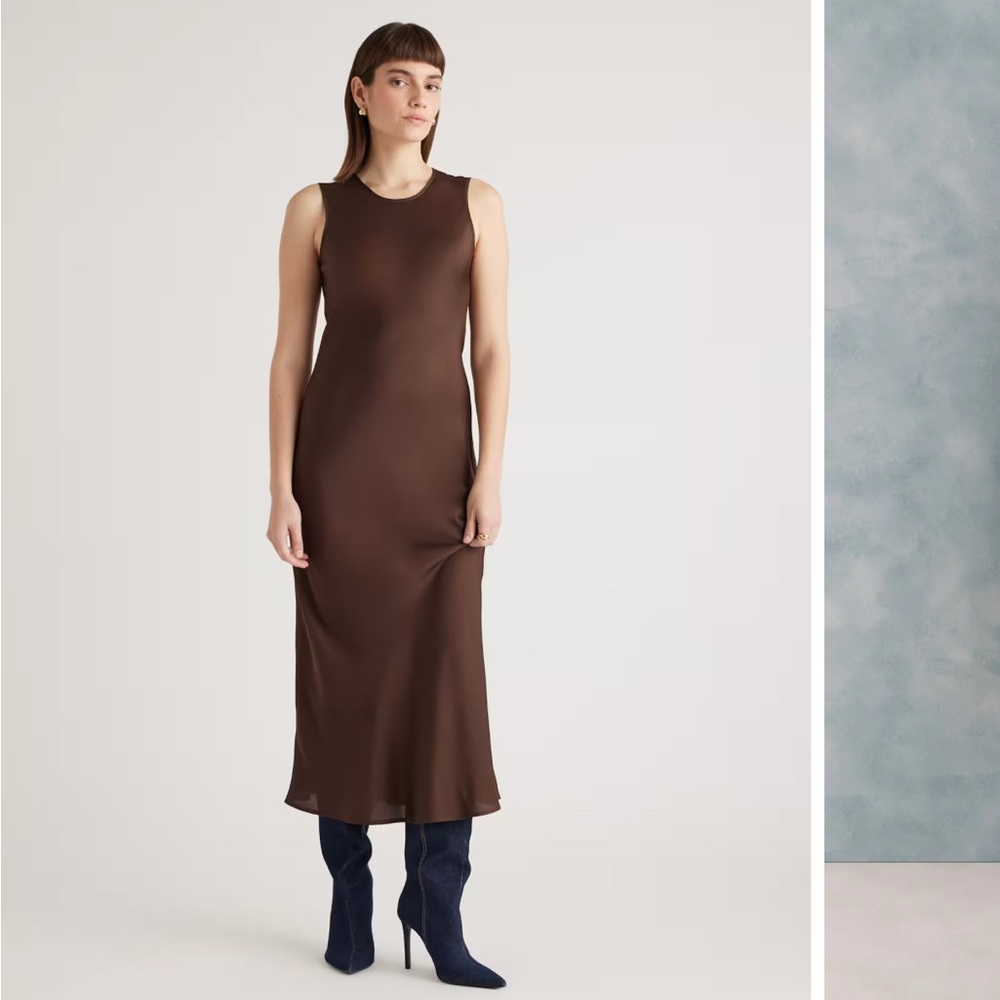 Quince Chocolate Brown Midi Dress